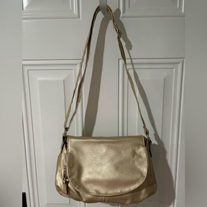Rosetti Ladies Muted Gold Handbag 12" W x 9.5" H x 4" D at Bottom Excellent Cond